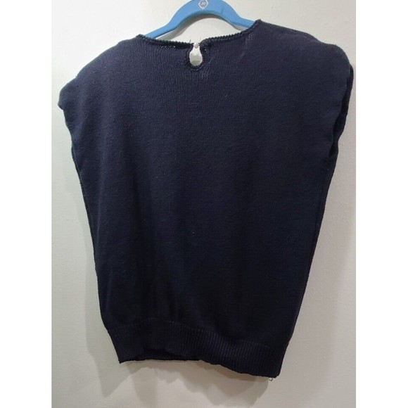 Vintage 80s Gitano Black Aninal Print Applique Sweater Vest Size Women's L - Picture 8 of 12